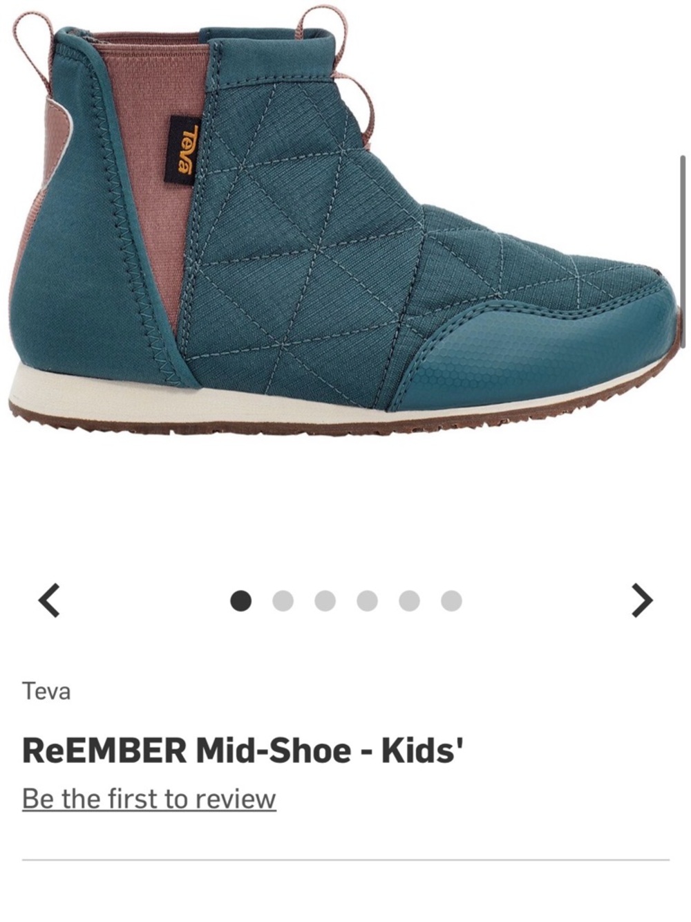 Teva Kids' Slip-On Quilted Shoe in Teal with Pink Accent
